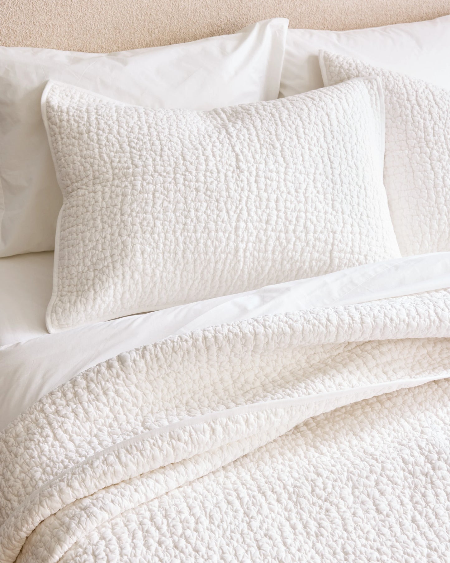 Organic Cotton Hand Stitched Quilted Sham Set - Standard / Ocean