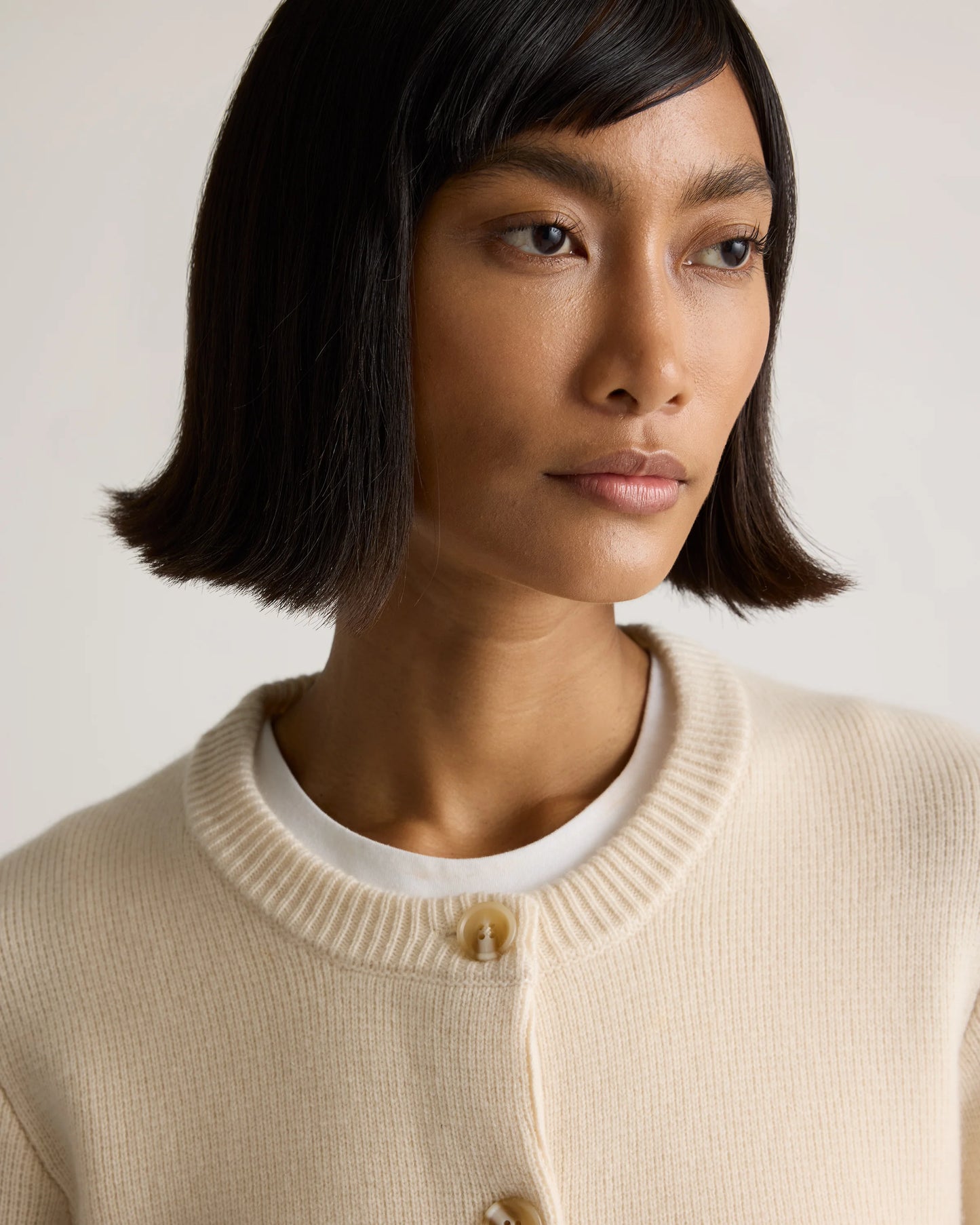 Mongolian Cashmere Structured Cardigan - XS / Oatmeal