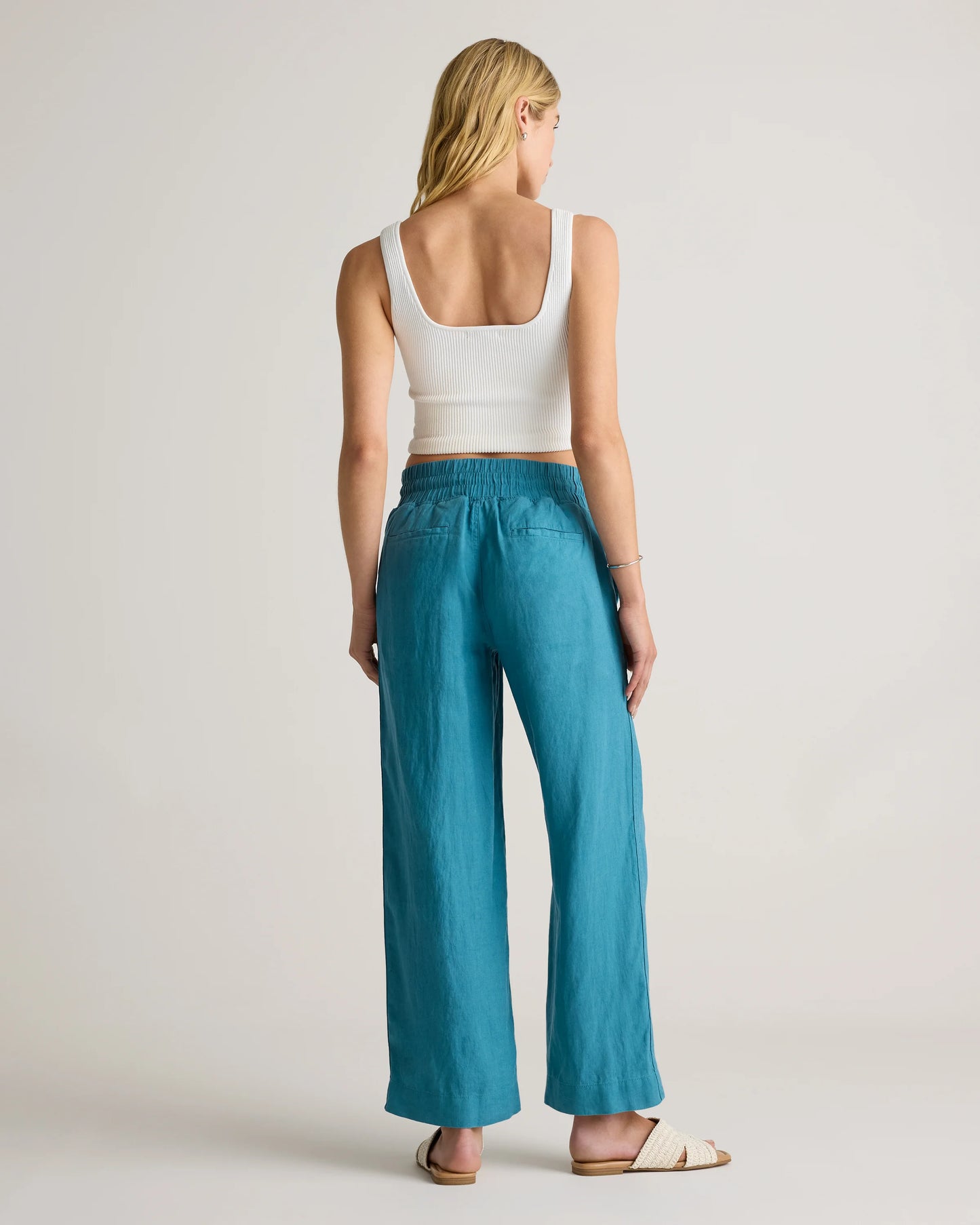 100% European Linen Wide Leg Pants - XS / Bayberry Olive