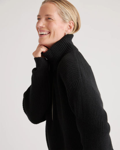 Australian Merino Wool Half Zip Sweater - XS / Heather Grey