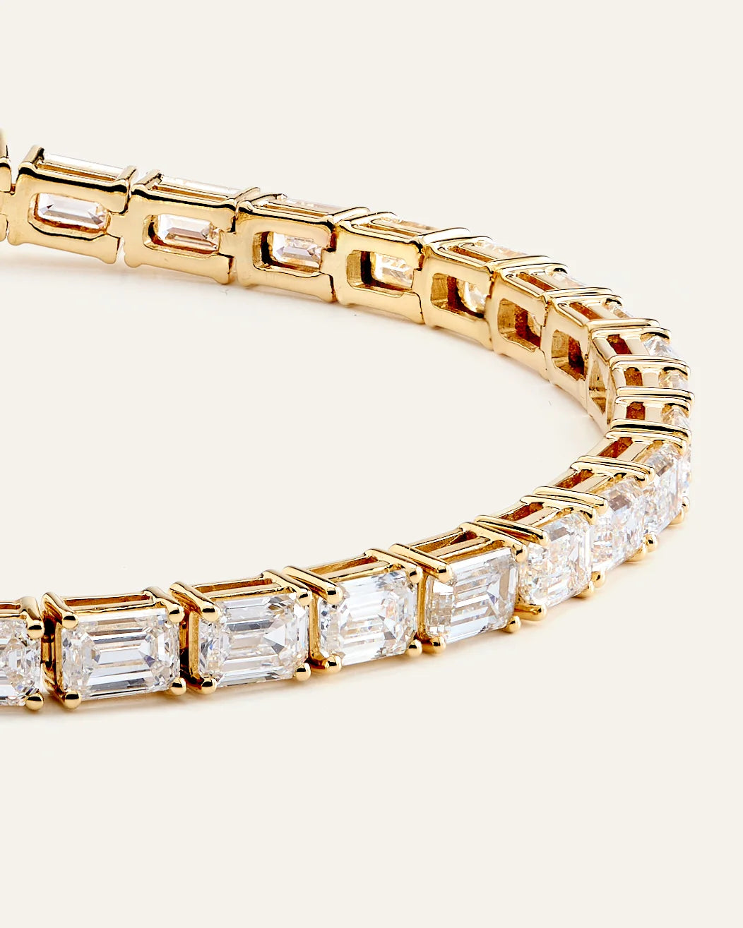 14K Gold Lab Grown Diamond East-West Emerald Tennis Bracelet - 10ctw - 6.5" / Yellow Gold