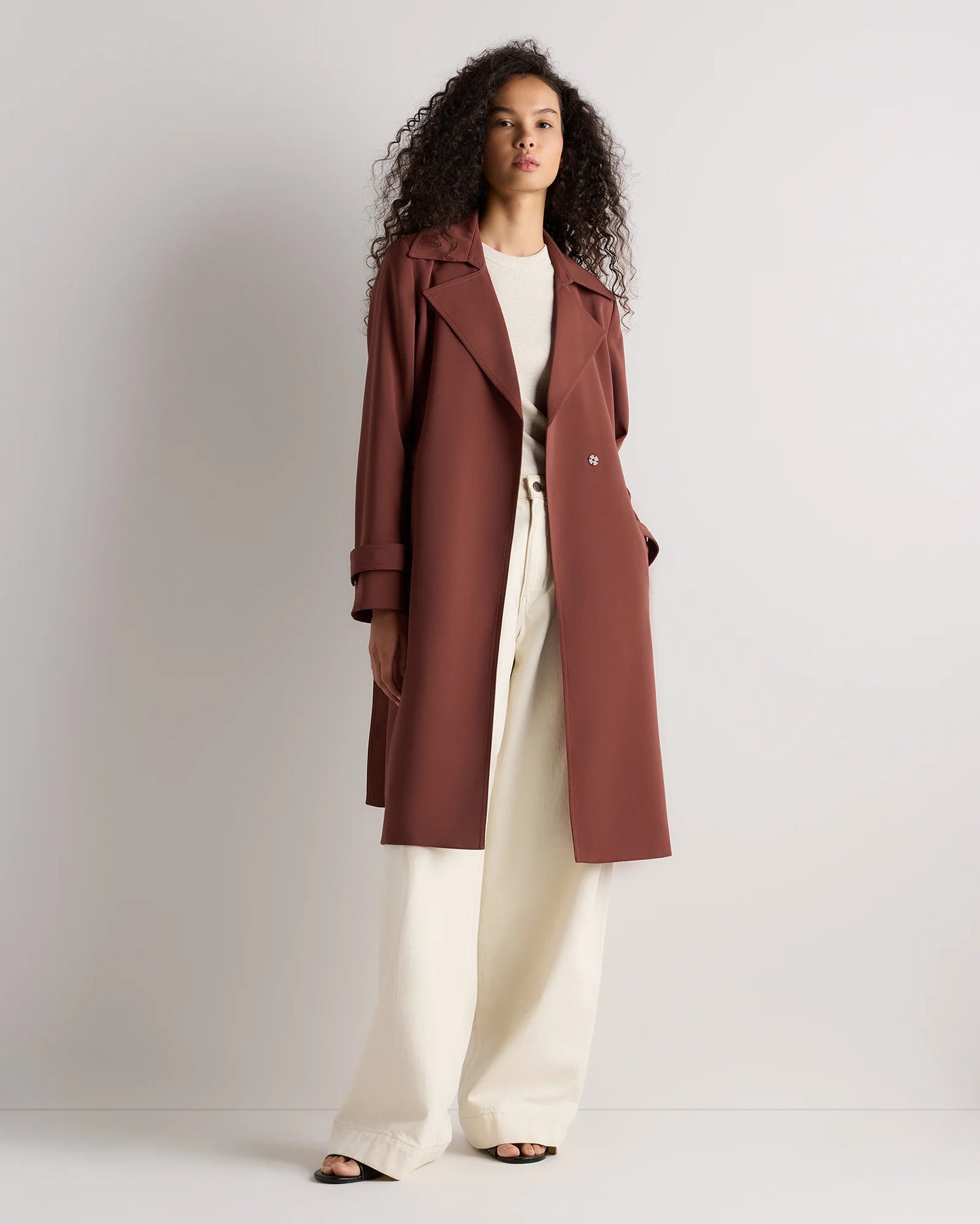 Stretch Crepe Trench Coat - XS / Olive