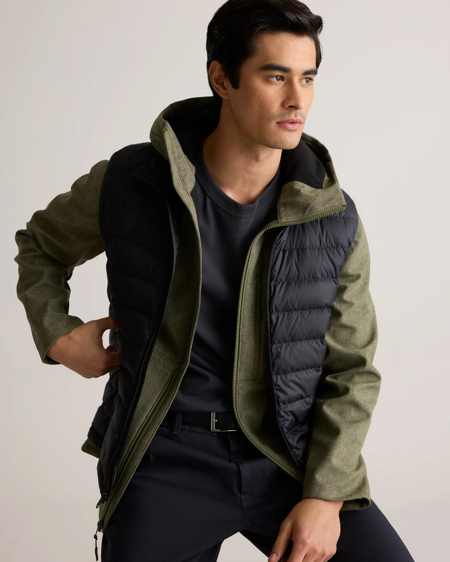 Softshell Fleece-Lined Full-Zip Hooded Jacket - XS / Heather Shady Charcoal
