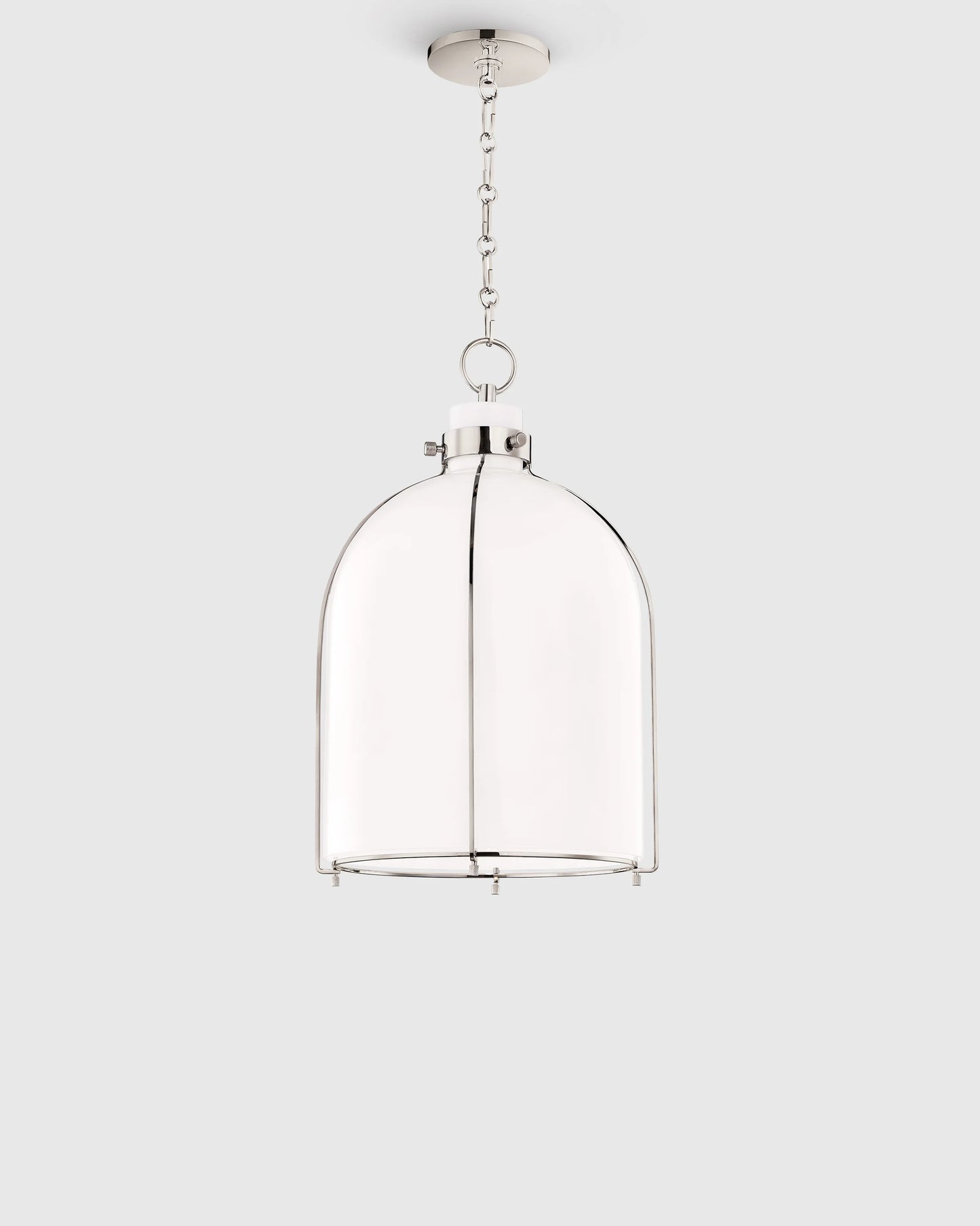 Iron and Opal Glass Bell Pendant Light - One Size / Brass