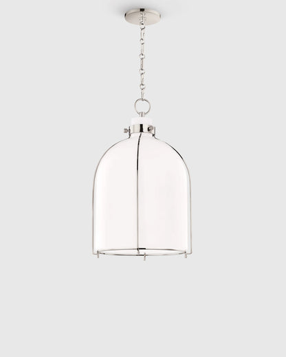 Iron and Opal Glass Bell Pendant Light - One Size / Brass