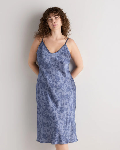 100% Washable Silk Slip Dress - 1X / Champagne