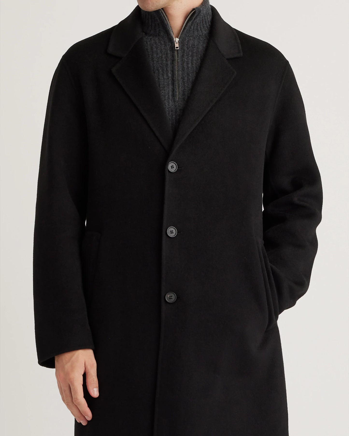 100% Mongolian Cashmere Double-Faced Overcoat - S / Black