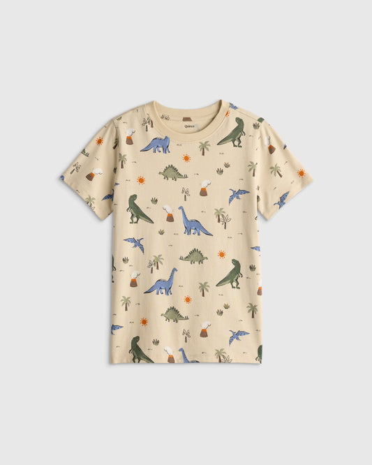 100% Organic Cotton Jersey Short Sleeve Tee - 6 / Dino Sketch