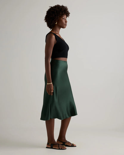 100% Washable Silk Skirt - XS / Champagne