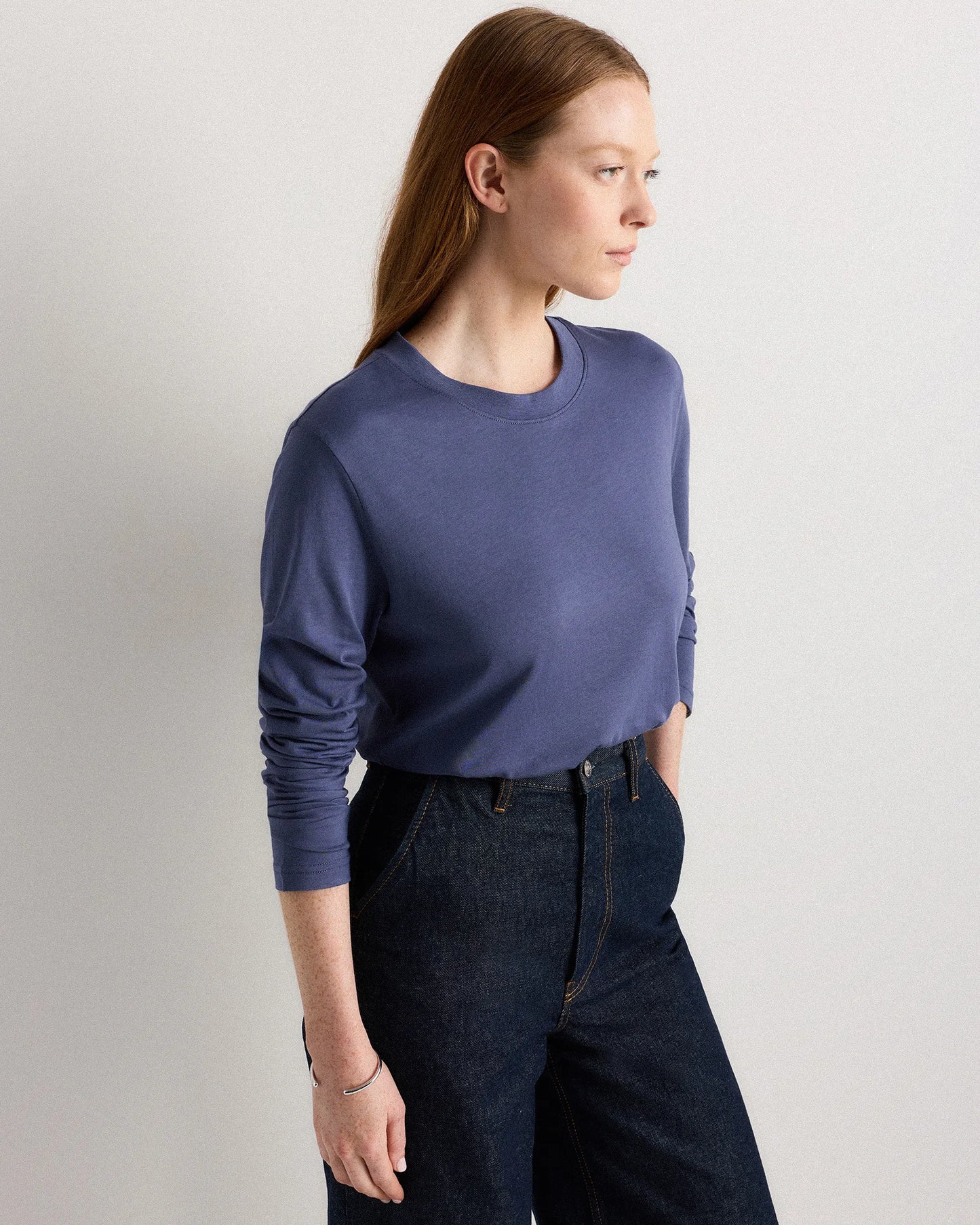 Cotton Modal Relaxed Long Sleeve Tee - XS / Black
