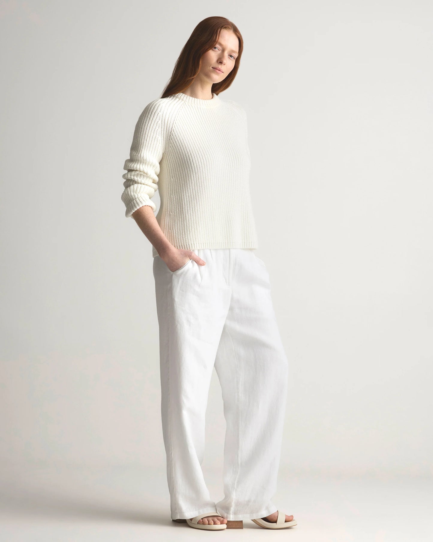 100% Organic Cotton Fisherman Crew Sweater - XS / Sapphire Blue