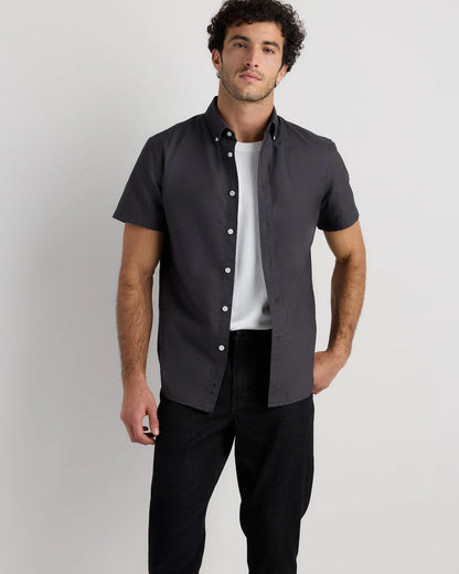 100% Organic Cotton Short Sleeve Oxford Shirt - S / Dark Coal