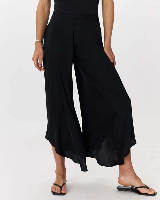 Washable Stretch Silk Palazzo Pants - XS / Black