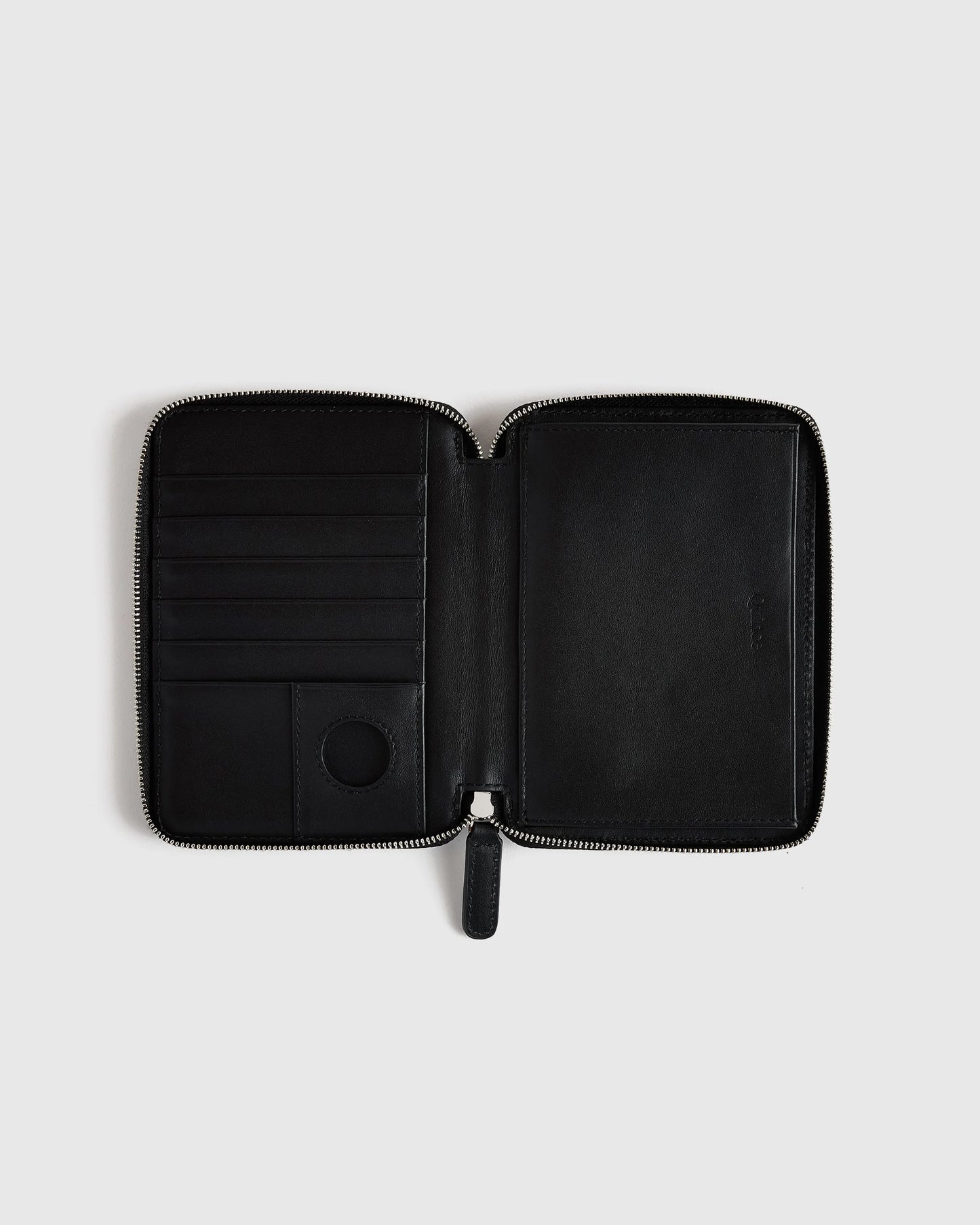 Nappa Leather RFID Zip Travel Wallet - One Size / Black