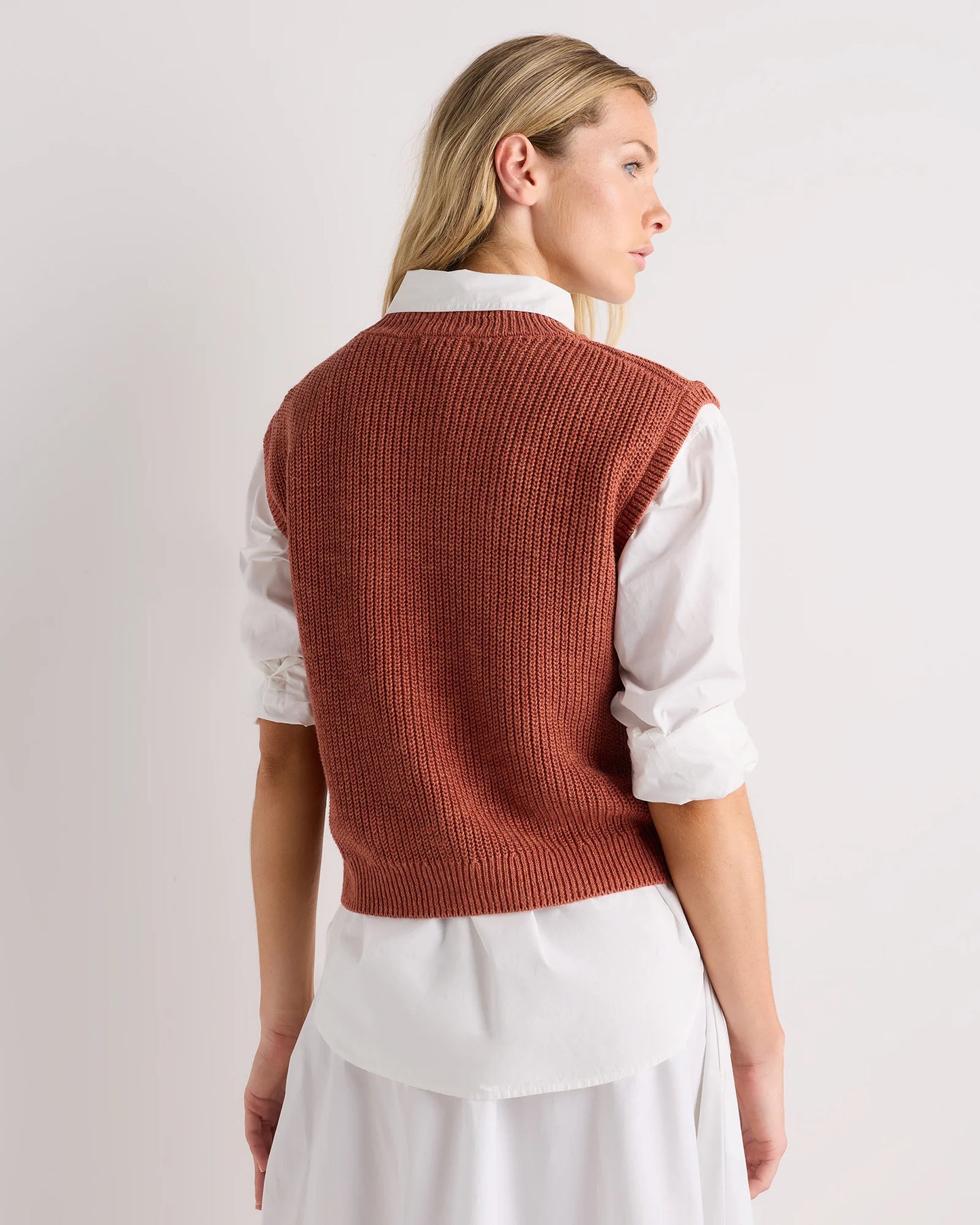 Cotton Linen Sweater Tank - XS / Canyon Burnt Orange