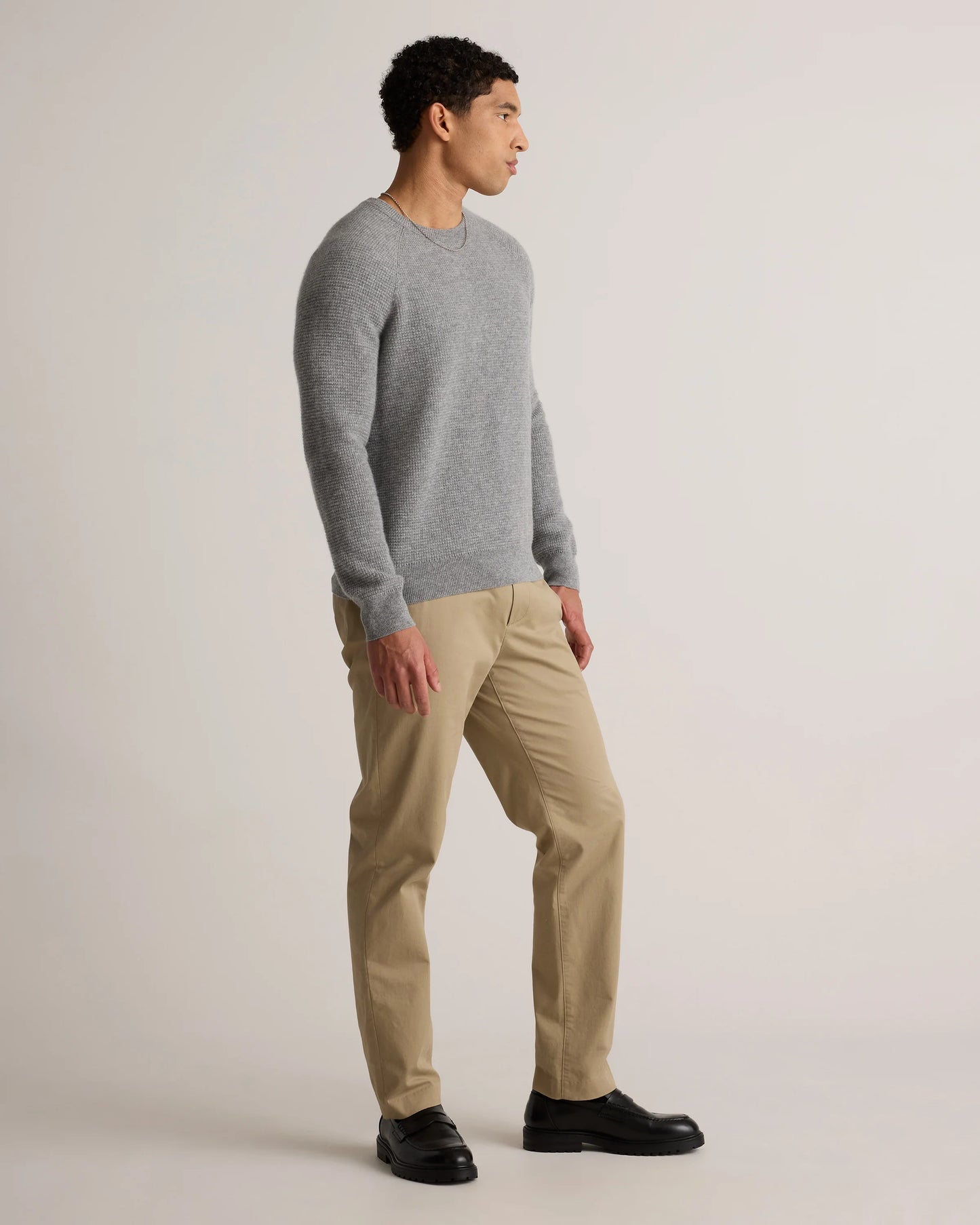 Mongolian Cashmere Waffle Sweatshirt - S / Faded Denim