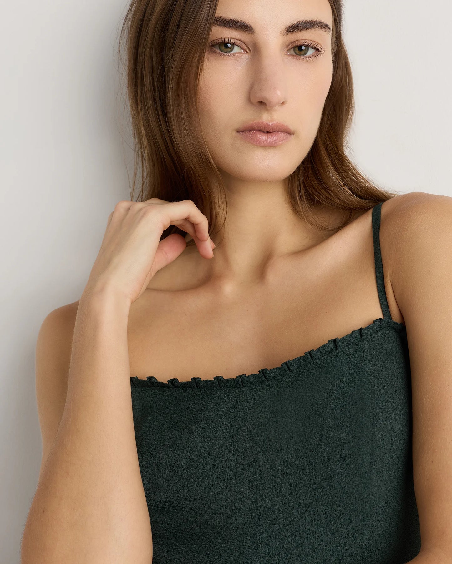Lightweight Crepe Pleated Hem Midi Dress - XS / Deep Navy