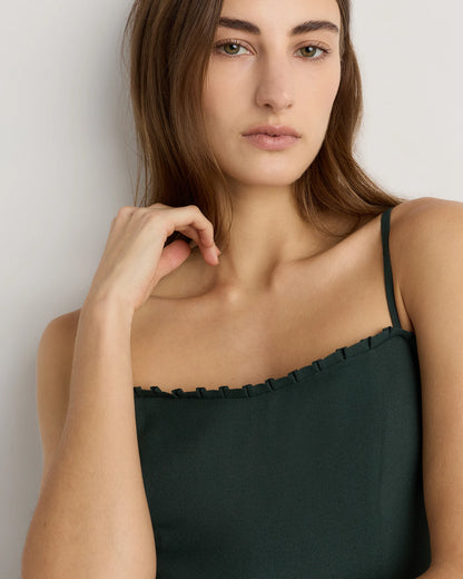 Lightweight Crepe Pleated Hem Midi Dress - XS / Deep Navy
