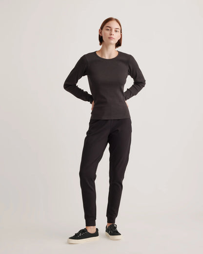 Organic Cotton Micro-Rib Long Sleeve Tee - XS / Moonstone Blue