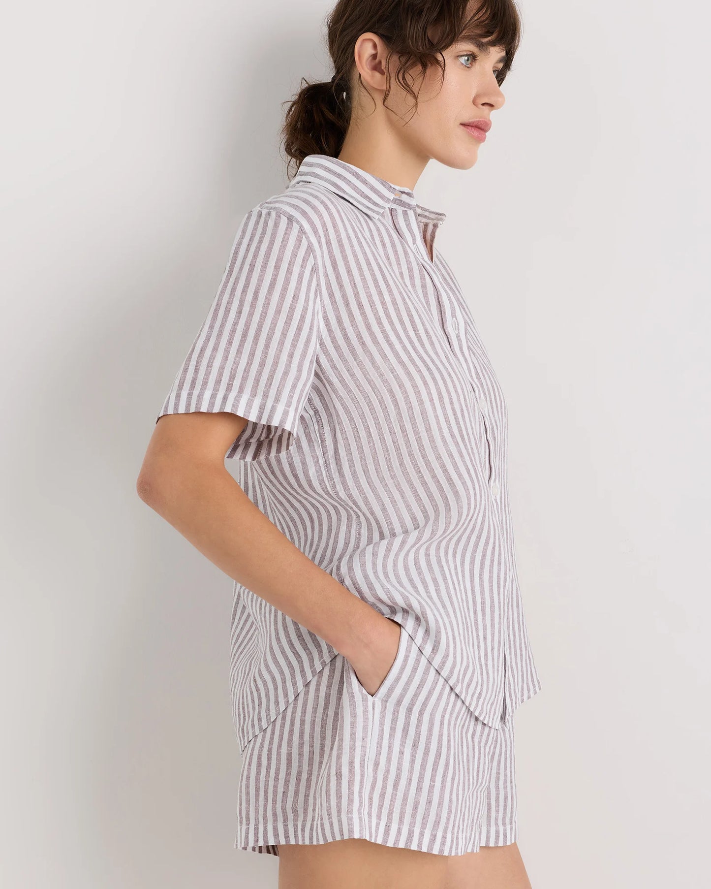 100% European Linen Shorts Pajama Set - XS / French Blue