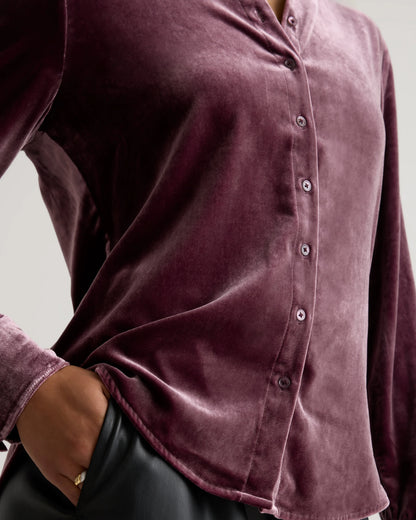 Stretch Silk Velvet Long Sleeve Shirt - XS / Dogwood