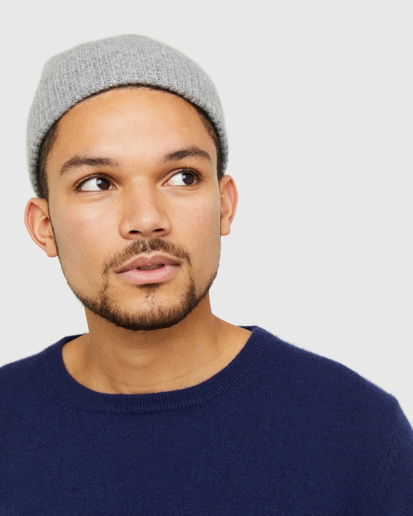 Mongolian Cashmere Ribbed Beanie - XS/S / Heather Charcoal