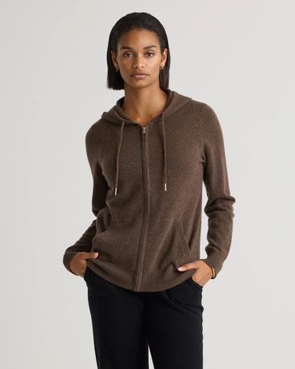 Mongolian Cashmere Full-Zip Hoodie - XS / Heather Grey