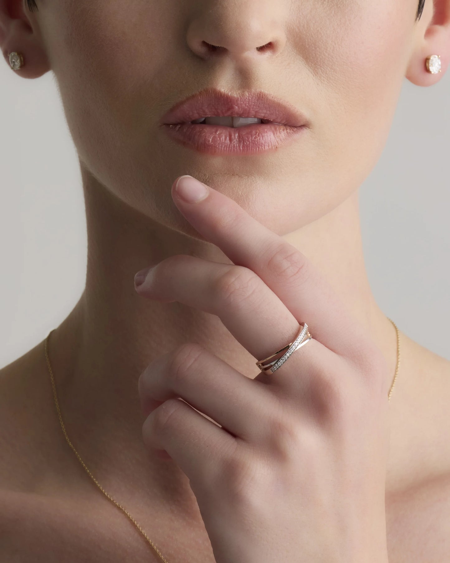 14K Gold Diamond Orbit Ring - 4 / Rose Gold