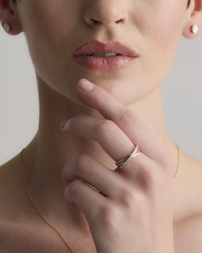 14K Gold Diamond Orbit Ring - 4 / Rose Gold