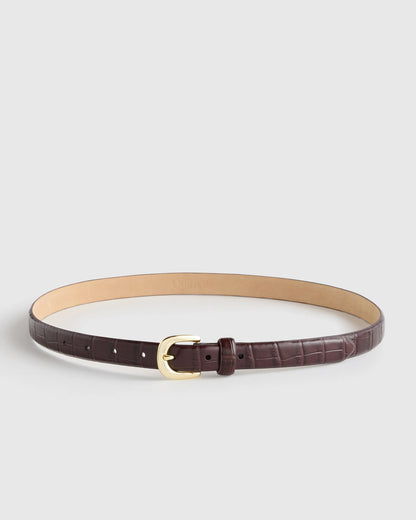 Sofia European Leather Skinny Belt - XS / Black