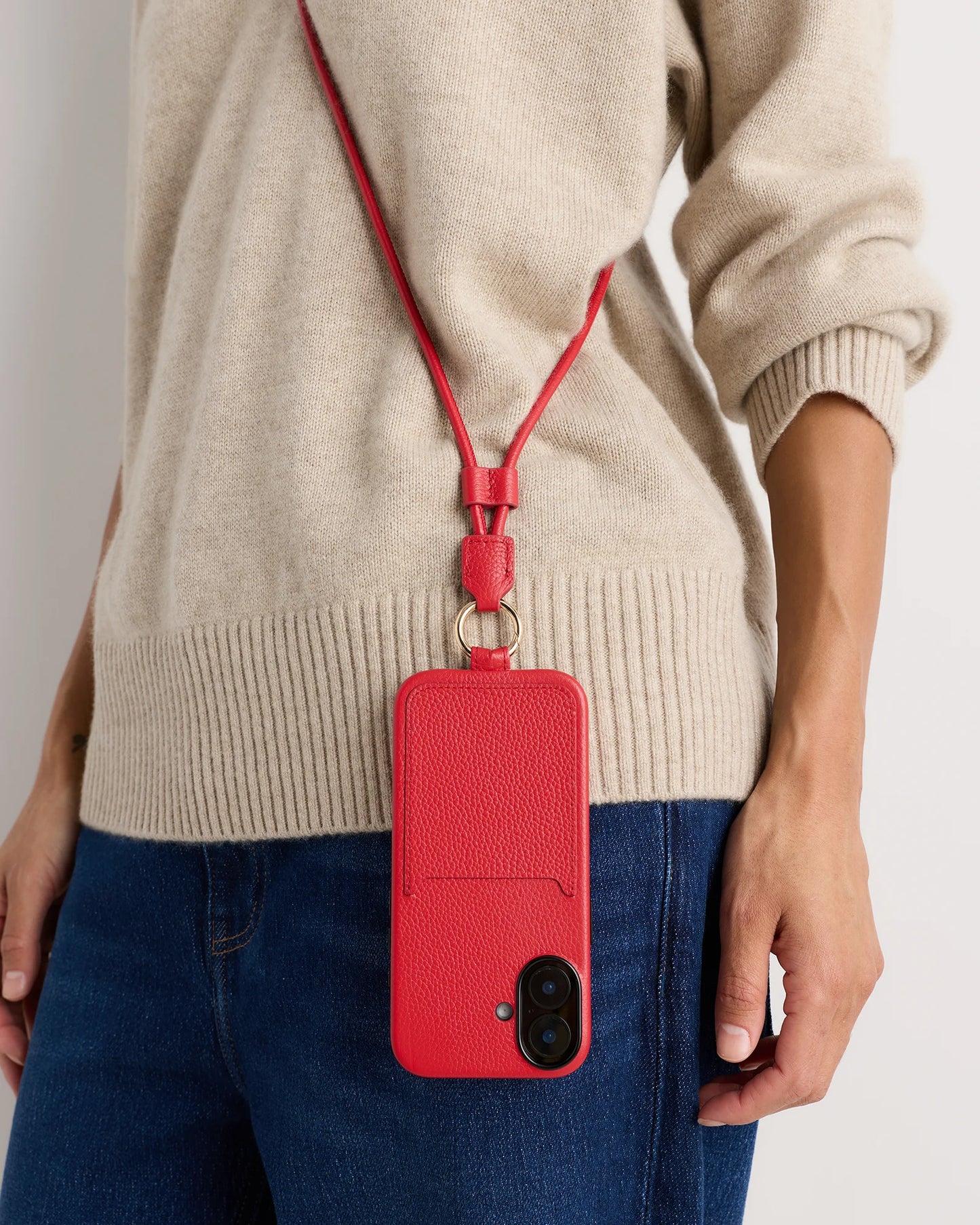 Italian Leather Phone Crossbody Case - 17 / Black