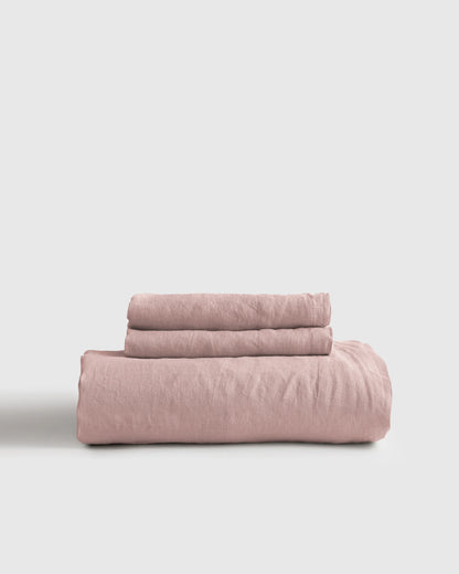 European Linen Fitted Sheet Set - Twin / Peach