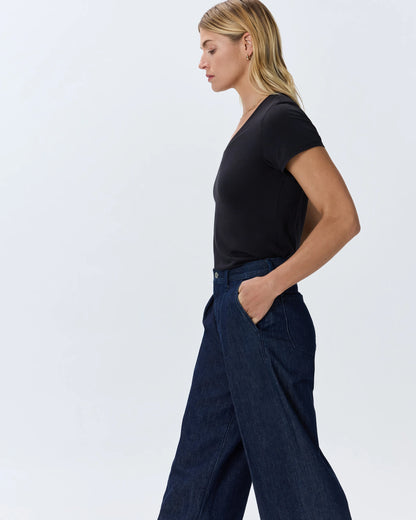 Cotton Modal V-Neck Tee - XS / Navy