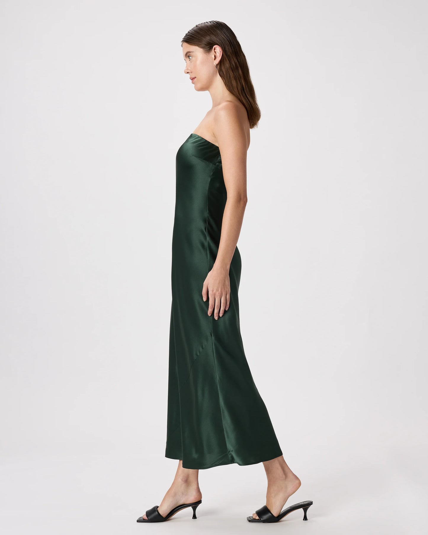 100% Washable Silk Strapless Midi Dress - XS / Hot Fudge