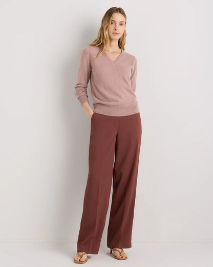 Mongolian Cashmere V-Neck Sweater - XS / Rich Burgundy