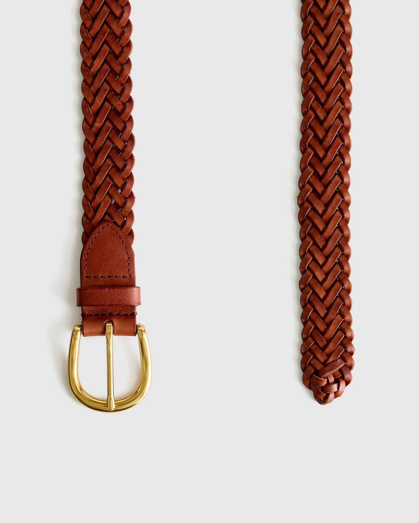 Josie European Leather Braided Belt - XS / Saddle