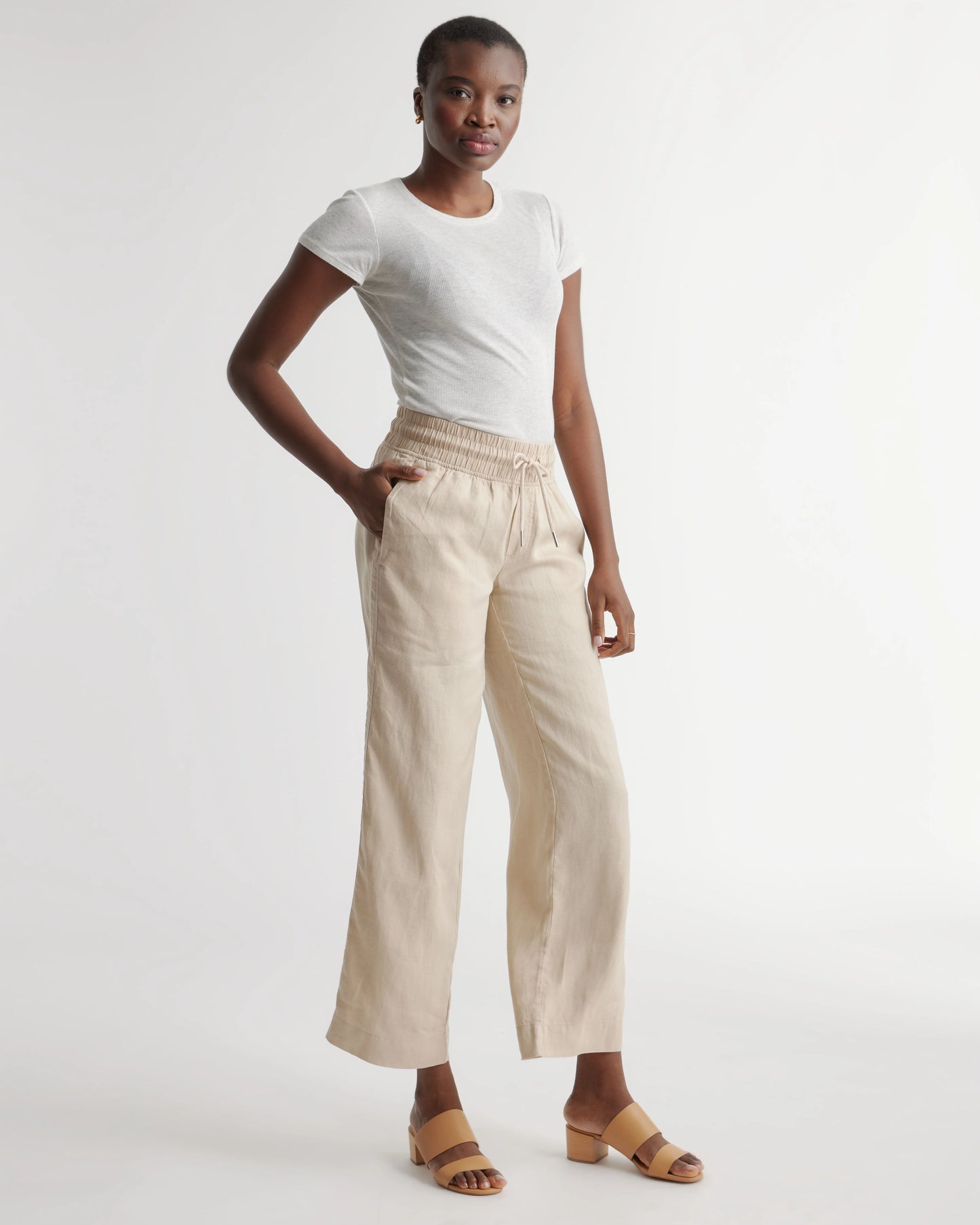 100% European Linen Wide Leg Pants - XS / Bayberry Olive