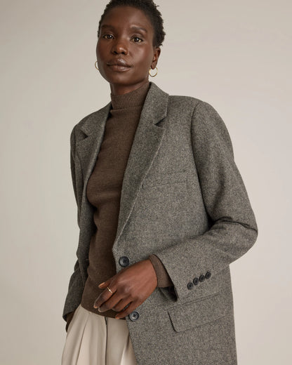 Italian Wool Oversized Blazer - XS / Textured Brown