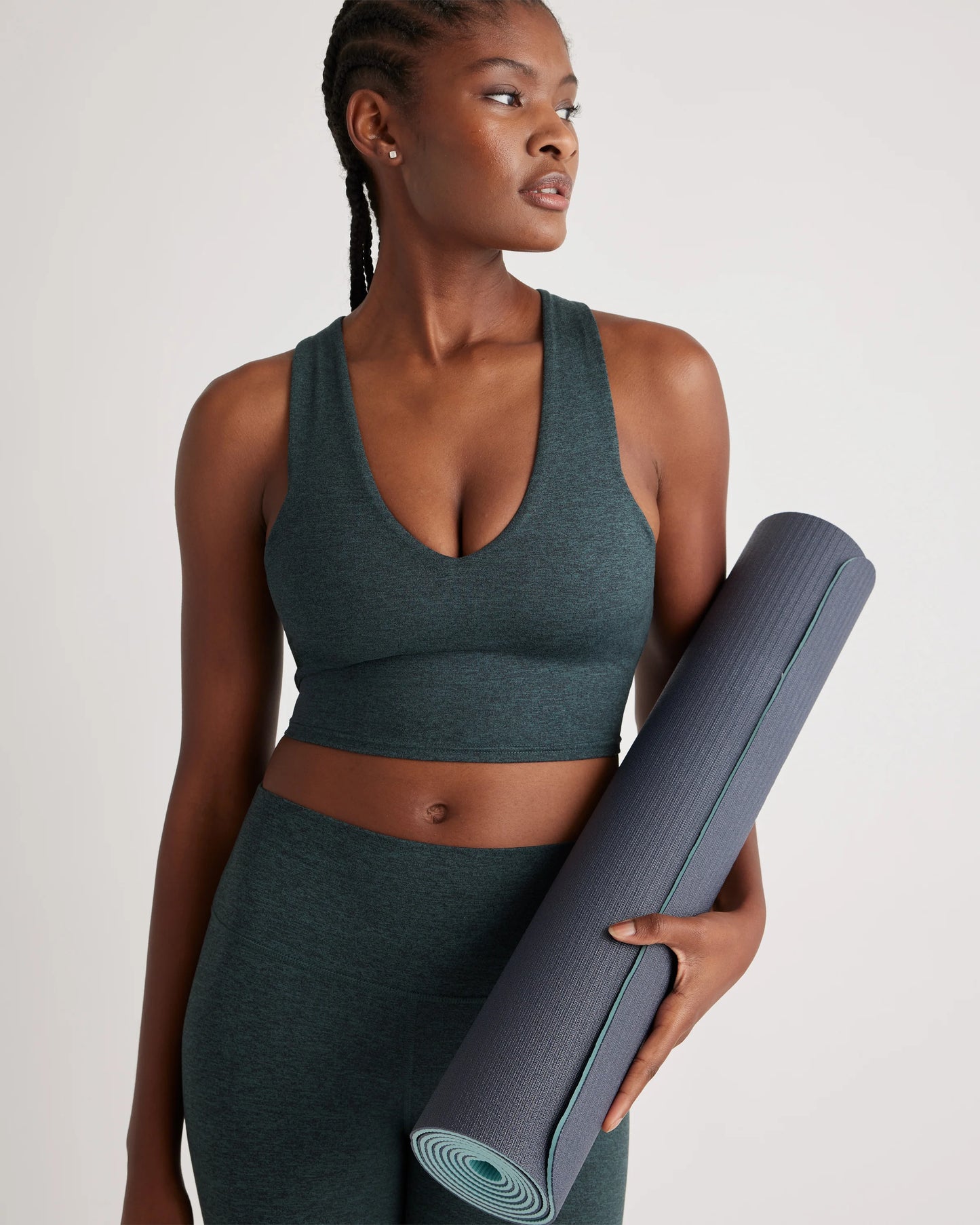 Ultra-Soft V-Neck Cropped Tank - XS / Heather Navy