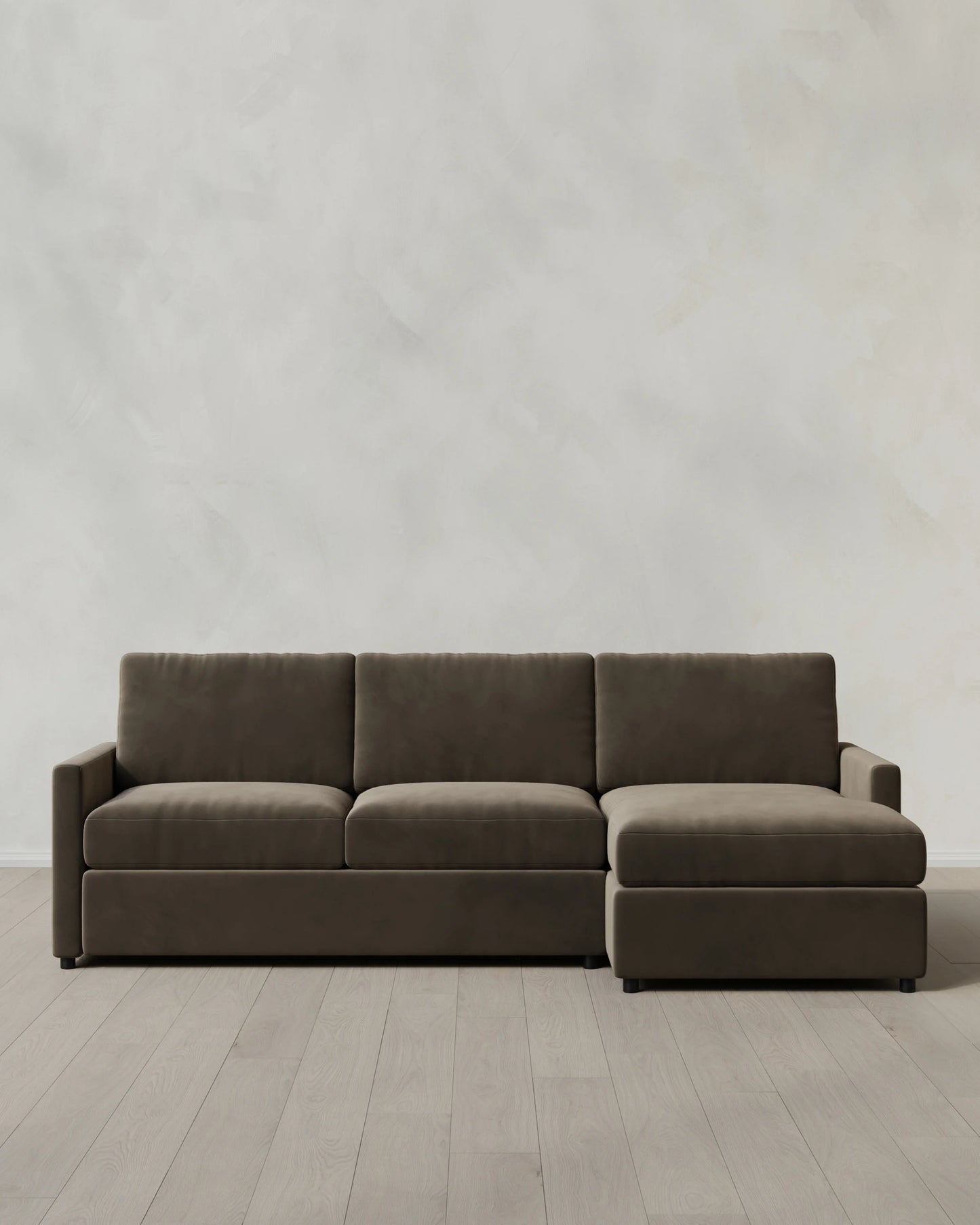 Brennan Chaise Sectional in Performance Velvet - Right Arm / Pine