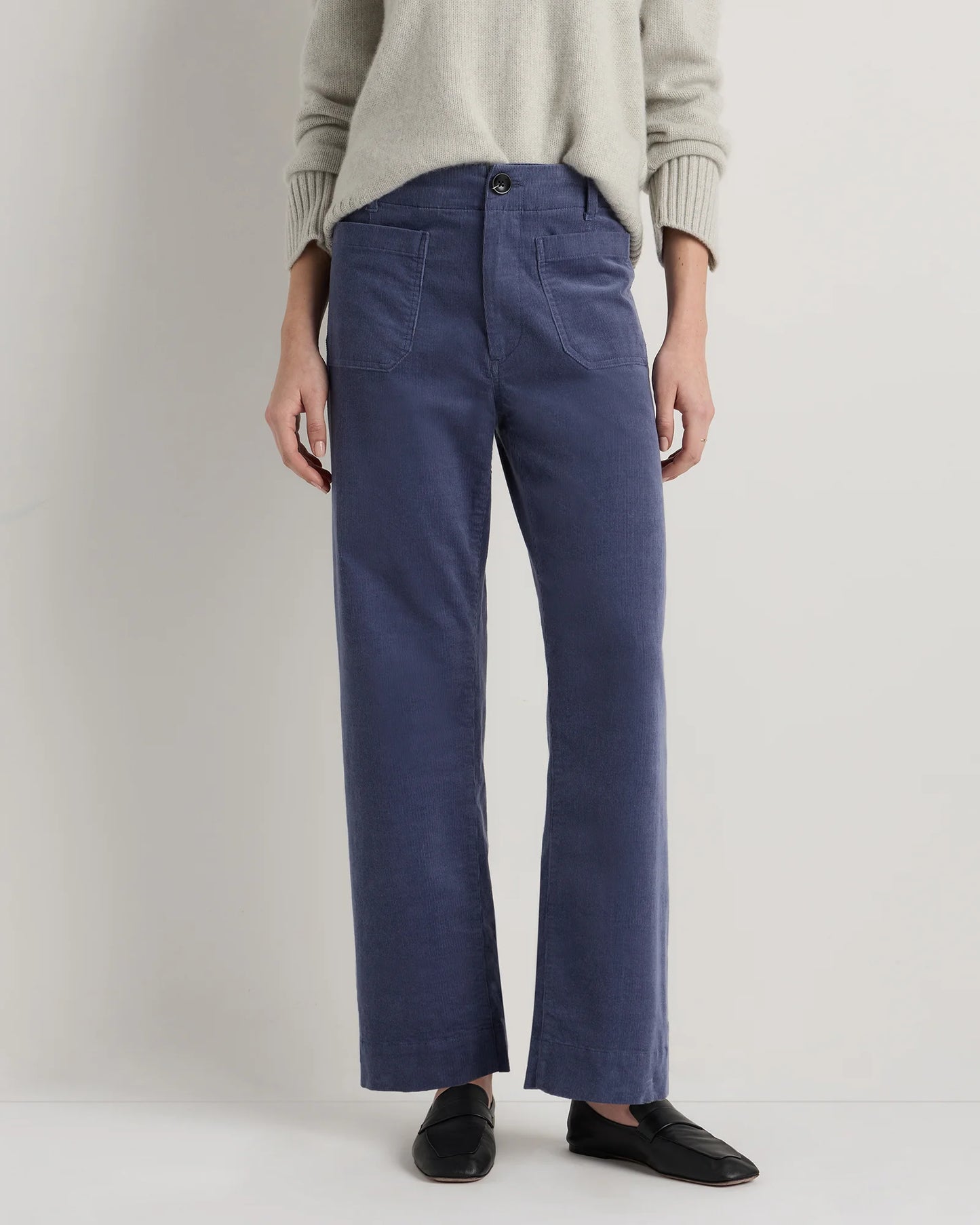 Organic Stretch Corduroy Cropped Wide Leg Pants - 0 / Black