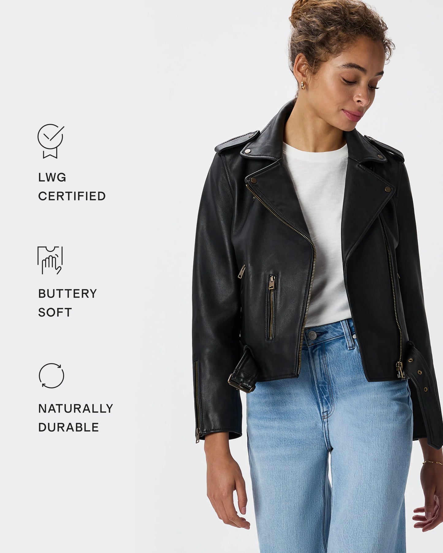 100% Leather Motorcycle Jacket - XS / Cognac