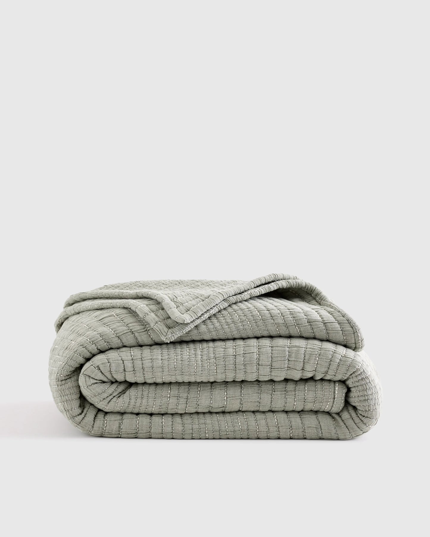 Organic Cotton Channel Stitch Coverlet - Twin / Coral Pink