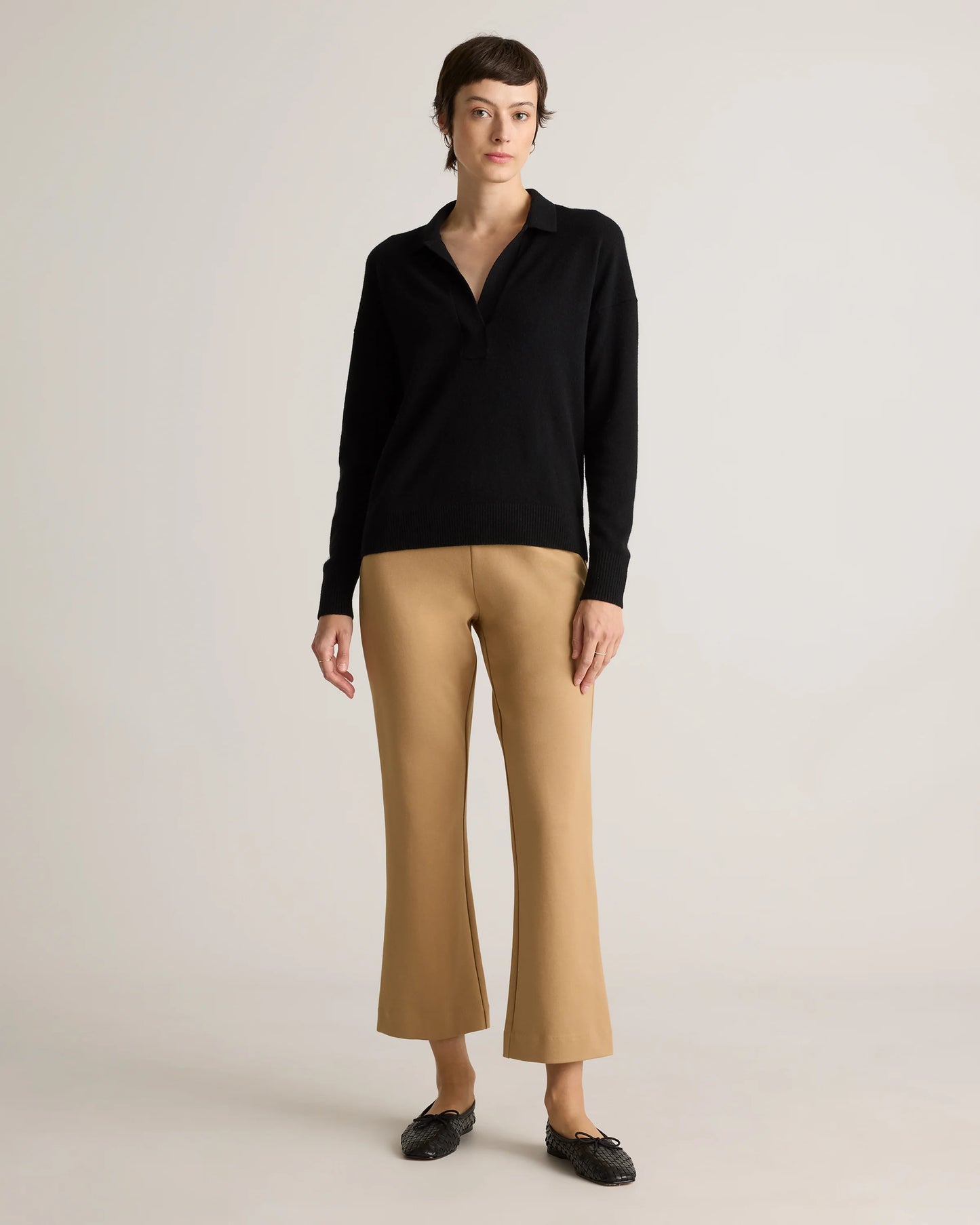 Organic Cotton Double Knit Kick Flare Pants - XS / Heather Charcoal Grey
