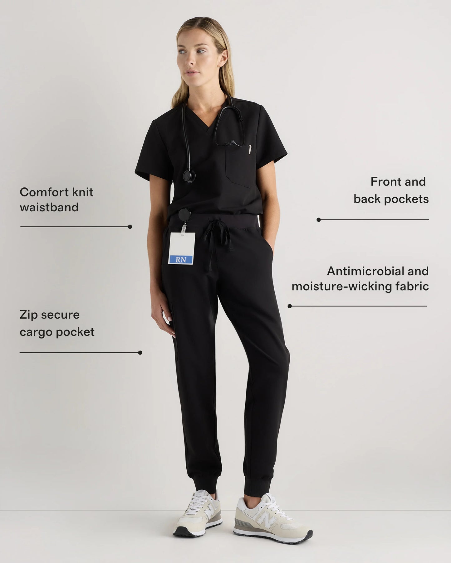 AeraFlex Scrub Joggers - XS / Bold Black