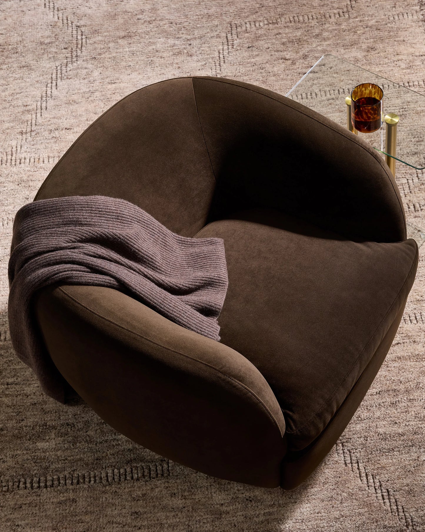 Performance Velvet Swivel Chair - One Size / Performance Velvet Taupe