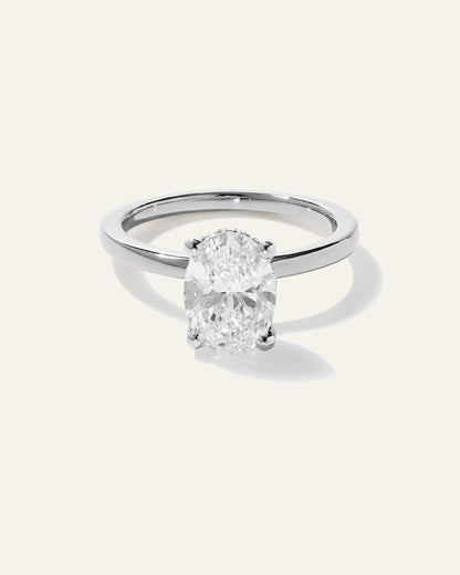 Lab Grown Diamond Oval Petite Hidden Halo Engagement Ring - 2ct - 4 / Yellow Gold