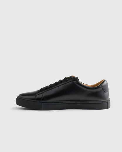 Italian Leather Everyday Sneaker - 7 / Black/Black