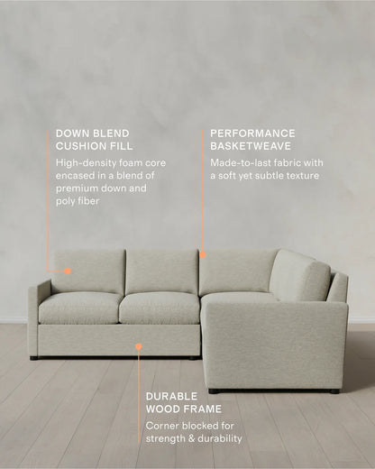Brennan L Sectional in Performance Basketweave - 99x99 / Flax