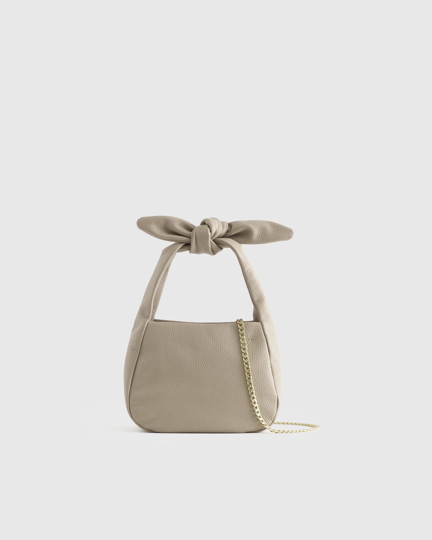 Italian Leather Mini Bow Bag - One Size / Taupe